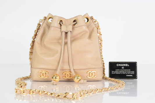 CHANEL Triple Coco Drawstring Lamb Chain Shoulder Bag, No. 2