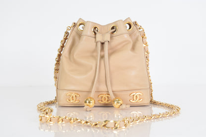CHANEL Triple Coco Drawstring Lamb Chain Shoulder Bag, No. 2