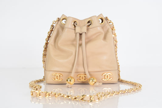 CHANEL Triple Coco Drawstring Lamb Chain Shoulder Bag, No. 2