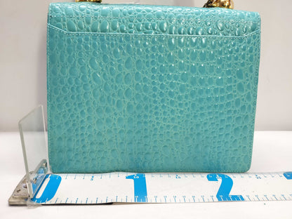 VERSACE Crocodile Embossed Leather Beaded Handbag
