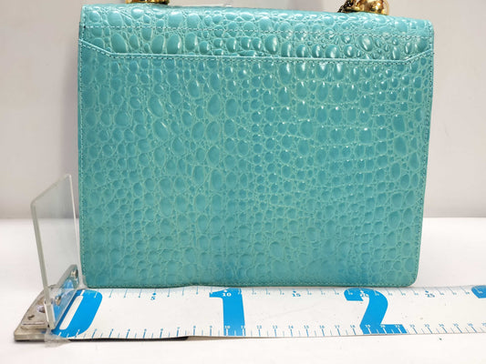 VERSACE Crocodile Embossed Leather Beaded Handbag