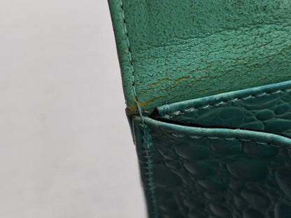 VERSACE Crocodile Embossed Leather Beaded Handbag
