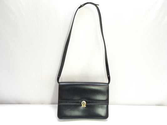 Dior Leather Shoulder Bag with Logo Hardware, Black
