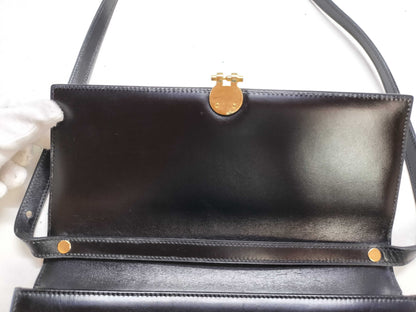 Dior Leather Shoulder Bag with Logo Hardware, Black