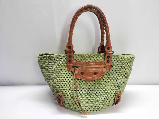 BALENCIAGA Straw Leather Handbag 236741 Handbag
