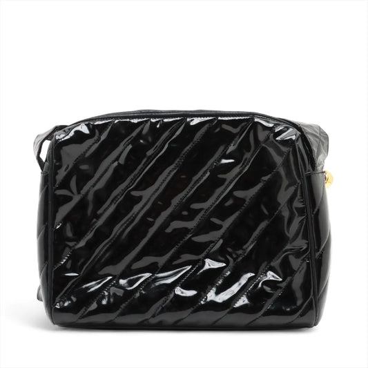 CHANEL bias stitch patent leather shoulder bag