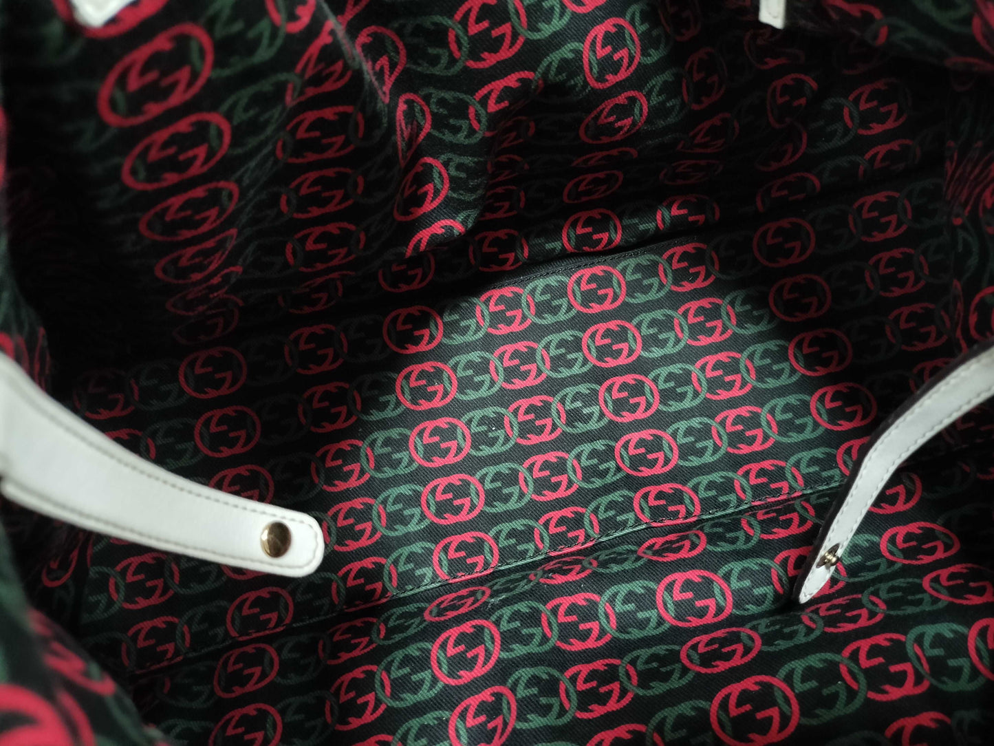 GUCCI GUCCI Gucci Interlocking Tote Bag Leather White Tote Bag