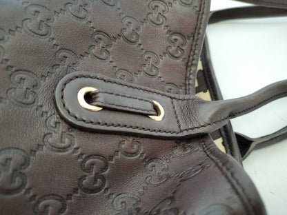GUCCI Guccissima Leather GG Pattern Handbag Tote Bag 163805