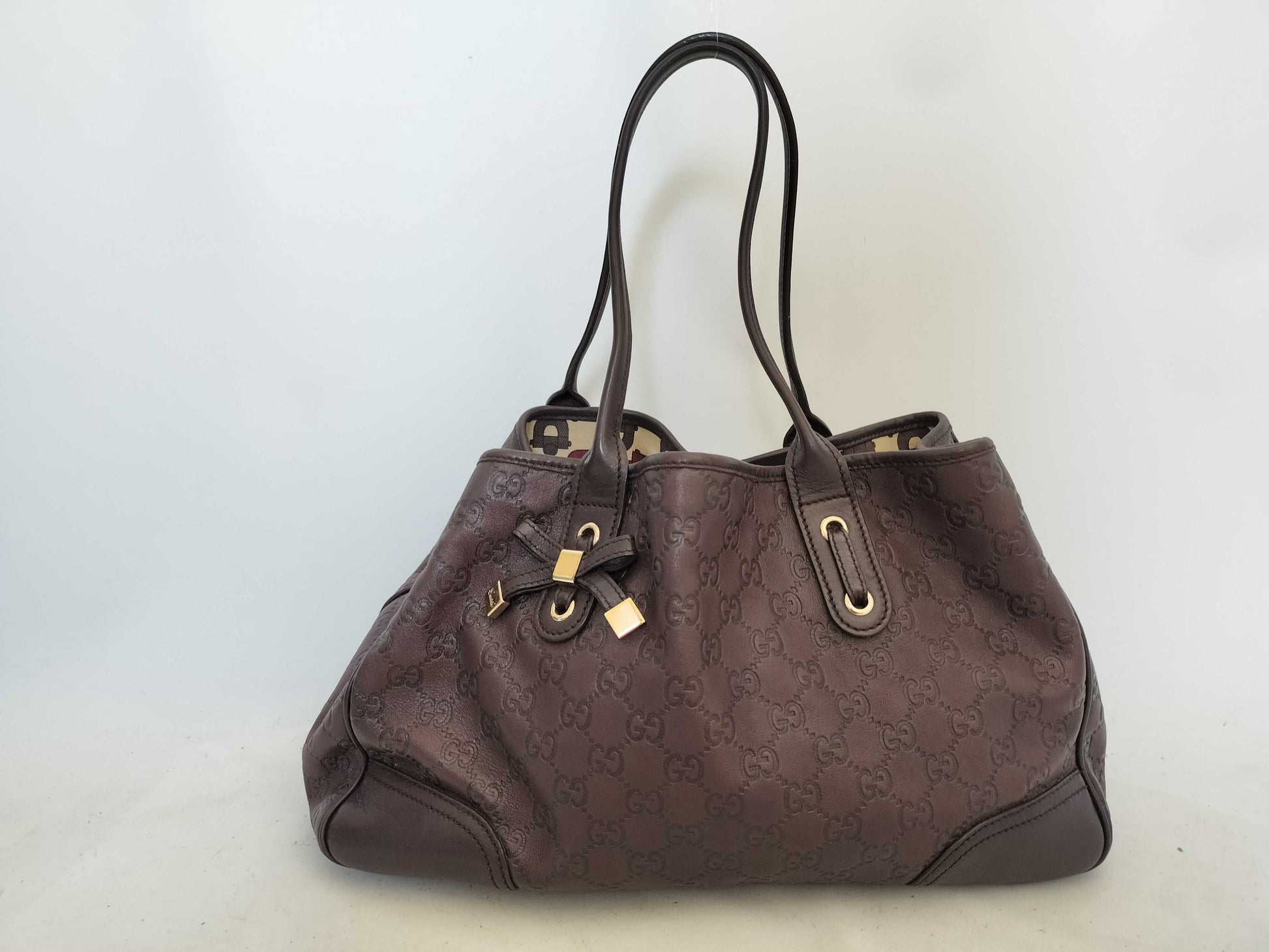 GUCCI Guccissima Leather GG Pattern Handbag Tote Bag 163805