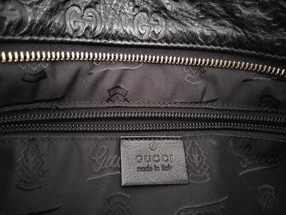 GUCCI Guccissima Leather Shoulder Bag with GG Pattern and Logo Plate 201446