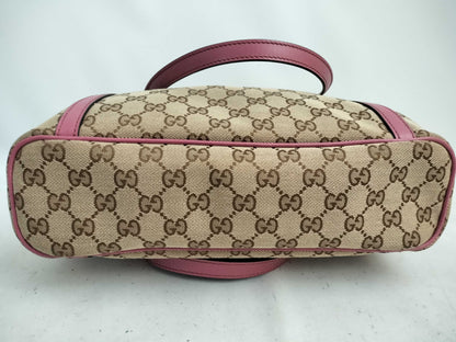 GUCCI GG Canvas 2-Way Handbag Tote Bag with GG Pattern and Logo Plate 388929