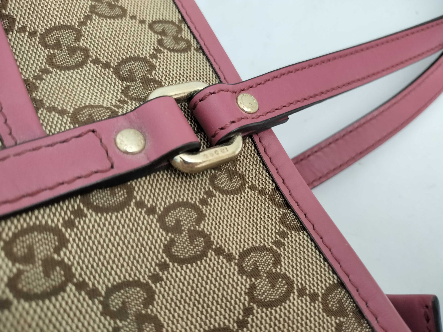 GUCCI GG Canvas 2-Way Handbag Tote Bag with GG Pattern and Logo Plate 388929