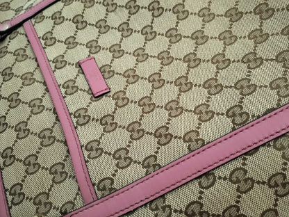 GUCCI GG Canvas 2-Way Handbag Tote Bag with GG Pattern and Logo Plate 388929