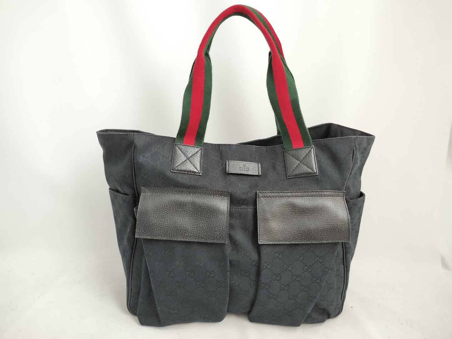 GUCCI GG Canvas Handbag Tote Bag with GG Pattern, Sherry Line, and Logo 161836