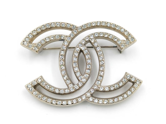 CHANEL CHANEL Brooch A18V Coco Mark Rhinestone Die-Cut Brooch