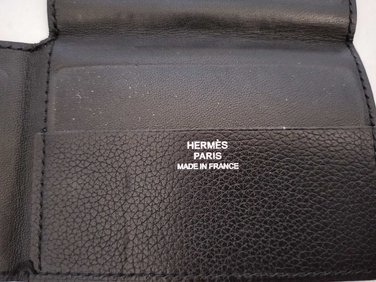 HERMES [Unclear Engraving] Hermes Card Case, Creunezeaux 3, Black, Card Case, Pass Case, Business Card Case