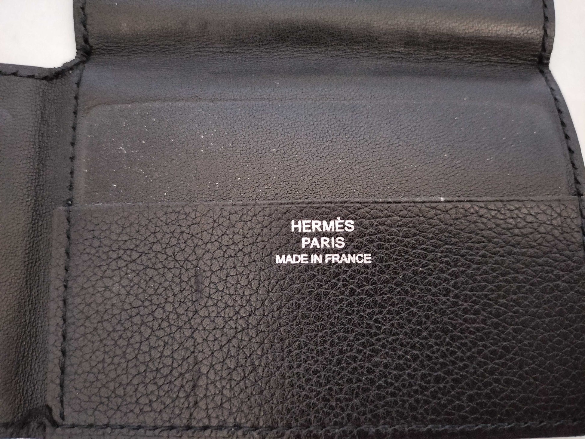 HERMES [Unclear Engraving] Hermes Card Case, Creunezeaux 3, Black, Card Case, Pass Case, Business Card Case