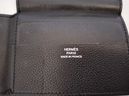 HERMES [Unclear Engraving] Hermes Card Case, Creunezeaux 3, Black, Card Case, Pass Case, Business Card Case