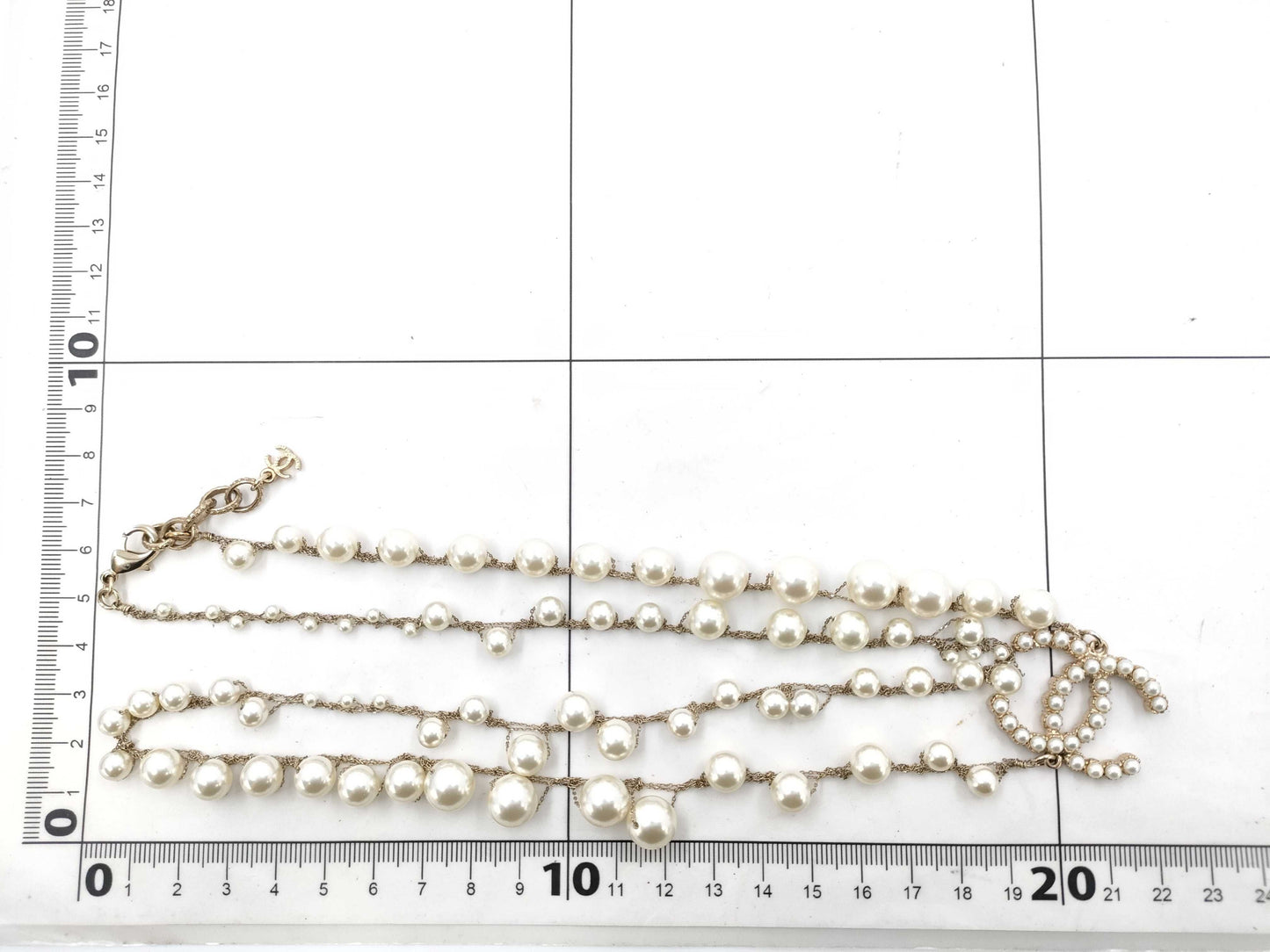 CHANEL A18S Pearl Coco Mark Gold Necklace