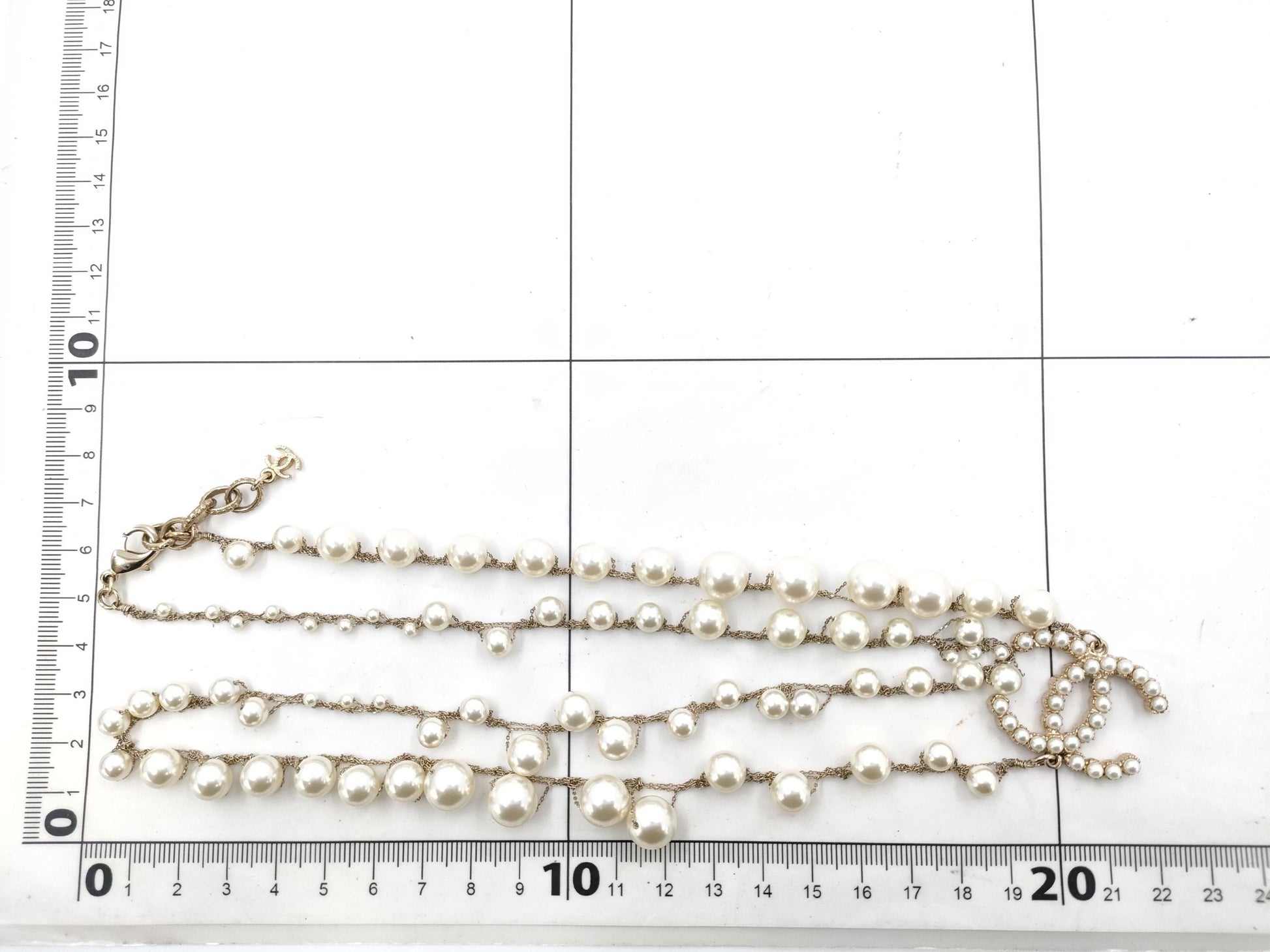 CHANEL A18S Pearl Coco Mark Gold Necklace