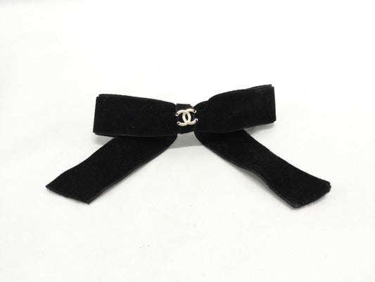 CHANEL CHANEL Barrette Ribbon Velvet Coco Mark Black 22B Hair Accessory Hair Accessory