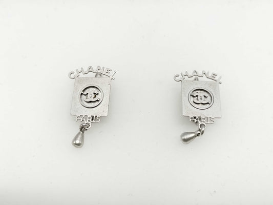 CHANEL CHANEL Earrings 00C Coco Mark Logo Droplet Swing Silver Earrings