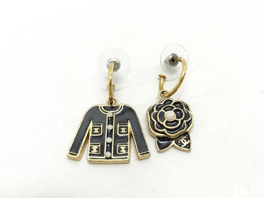 CHANEL CHANEL Hoop Earrings Camellia Jacket Motif Coco Mark Pearl 02A Earrings