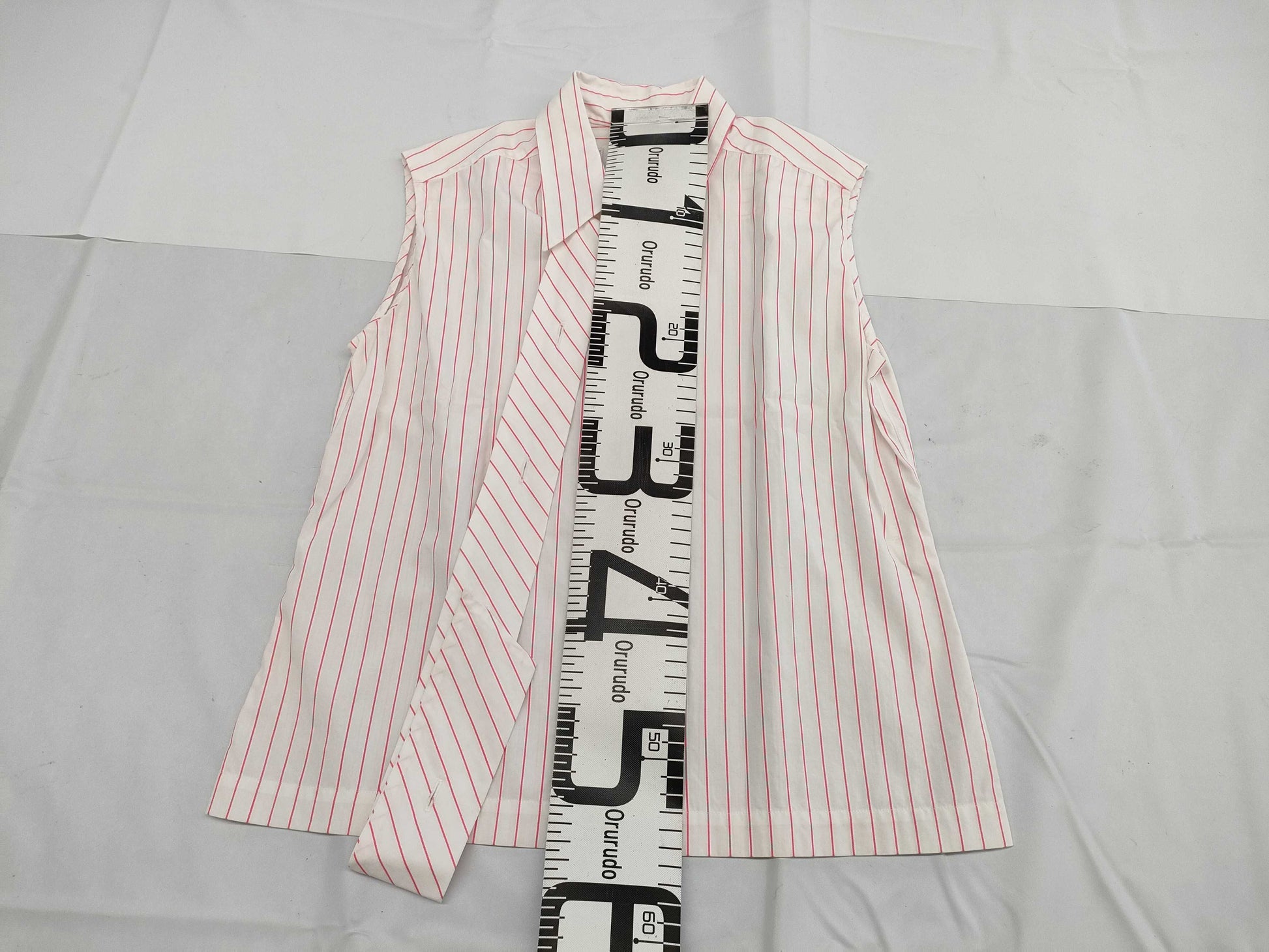 CHANEL CHANEL Sleeveless Shirt Top Striped White x Pink #38 Cotton Top