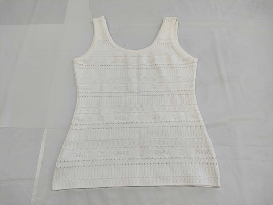CHANEL CHANEL Tank Top Tops P07400V05517 97P #42 White Punching Logo Coco Mark Tops