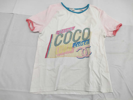 CHANEL CHANEL T-shirt, short sleeve, cut and sew, C55838K07323 #S Coco Beach T-shirt