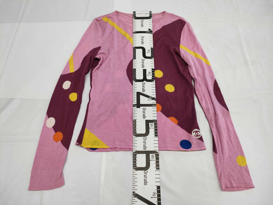 CHANEL CHANEL Long Sleeve T-Shirt P15616V00756 00T #38 Coco Mark Polka Dot Top