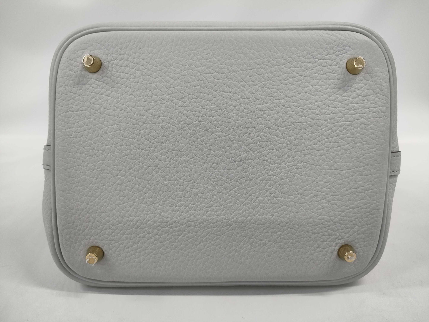HERMES Picotin Lock MM Taurillon Clemence Blue Pale Handbag with G Hardware and Double Stamp