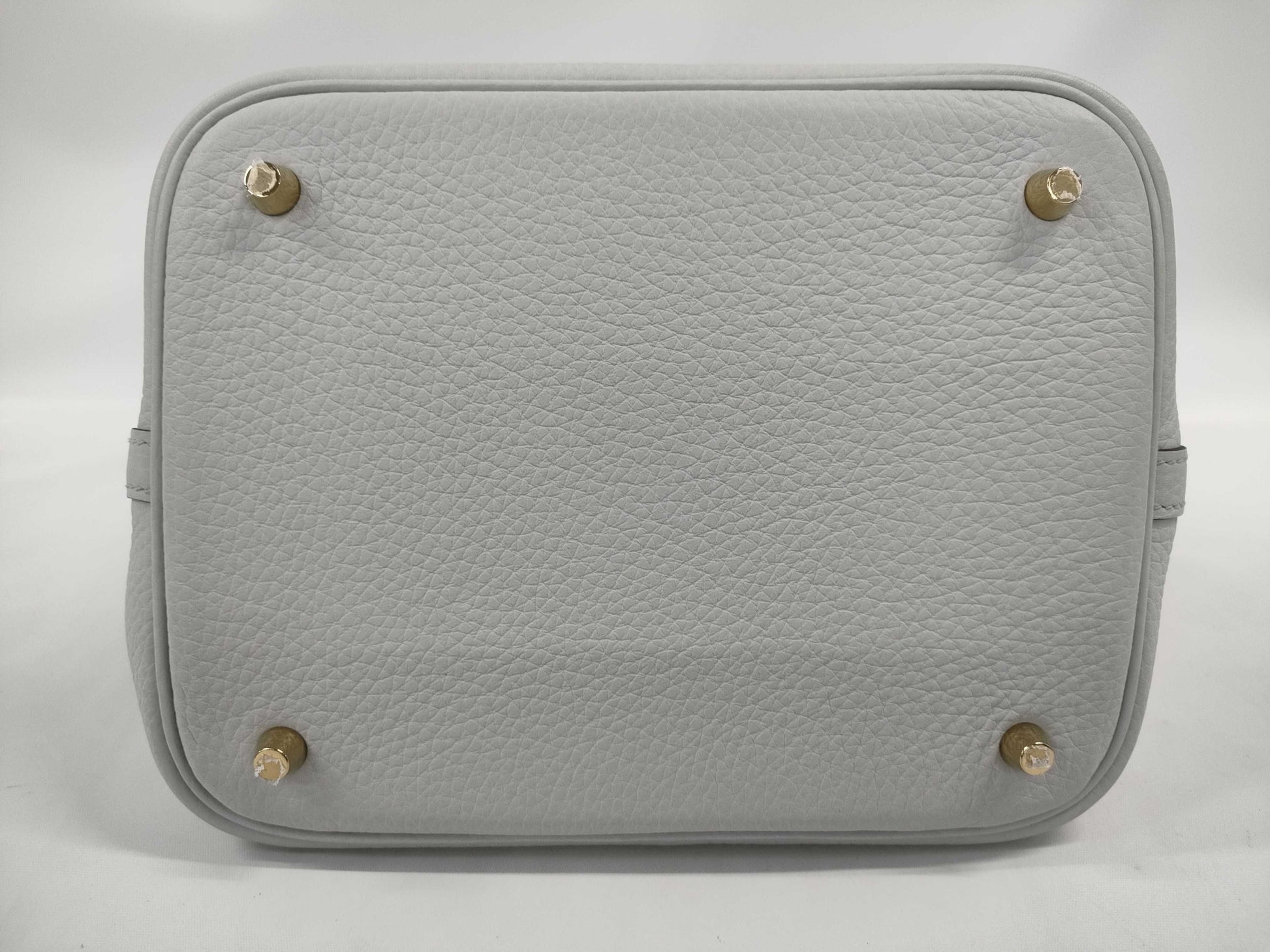 HERMES Picotin Lock MM Taurillon Clemence Blue Pale Handbag with G Hardware and Double Stamp