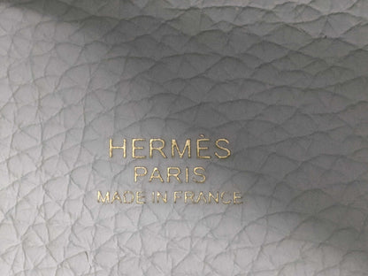 HERMES Picotin Lock MM Taurillon Clemence Blue Pale Handbag with G Hardware and Double Stamp