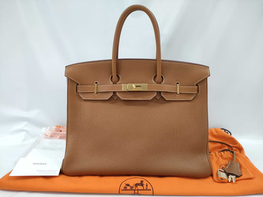 HERMES Birkin 35 Togo Gold with G Hardware and J Stamp