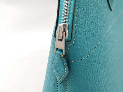 HERMES Bolide 27 Chevre Turquoise Handbag with H Stamp