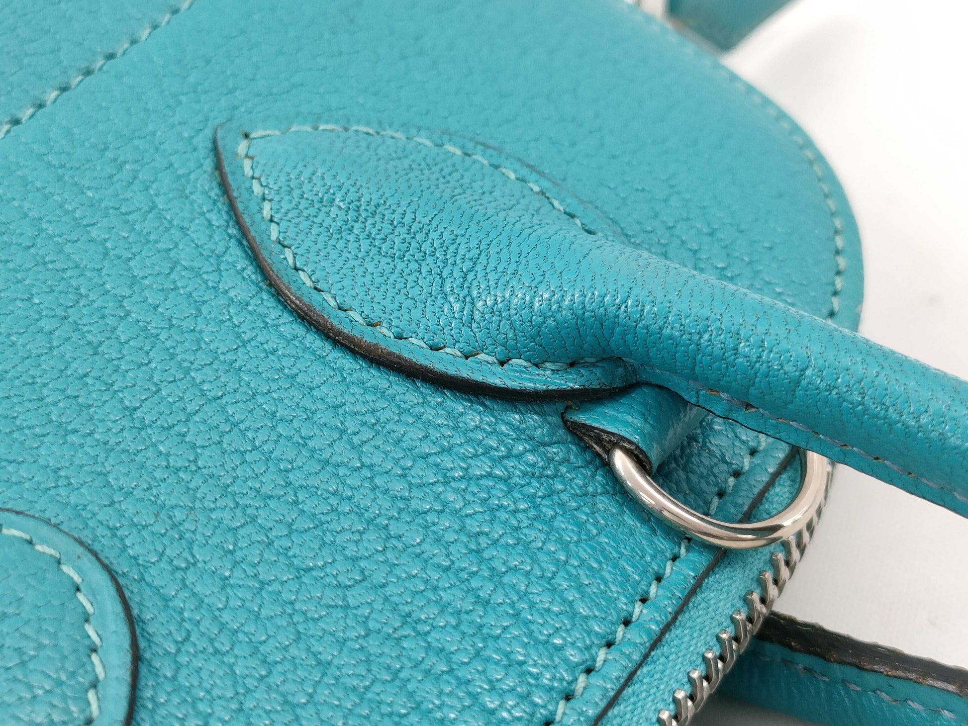 HERMES Bolide 27 Chevre Turquoise Handbag with H Stamp