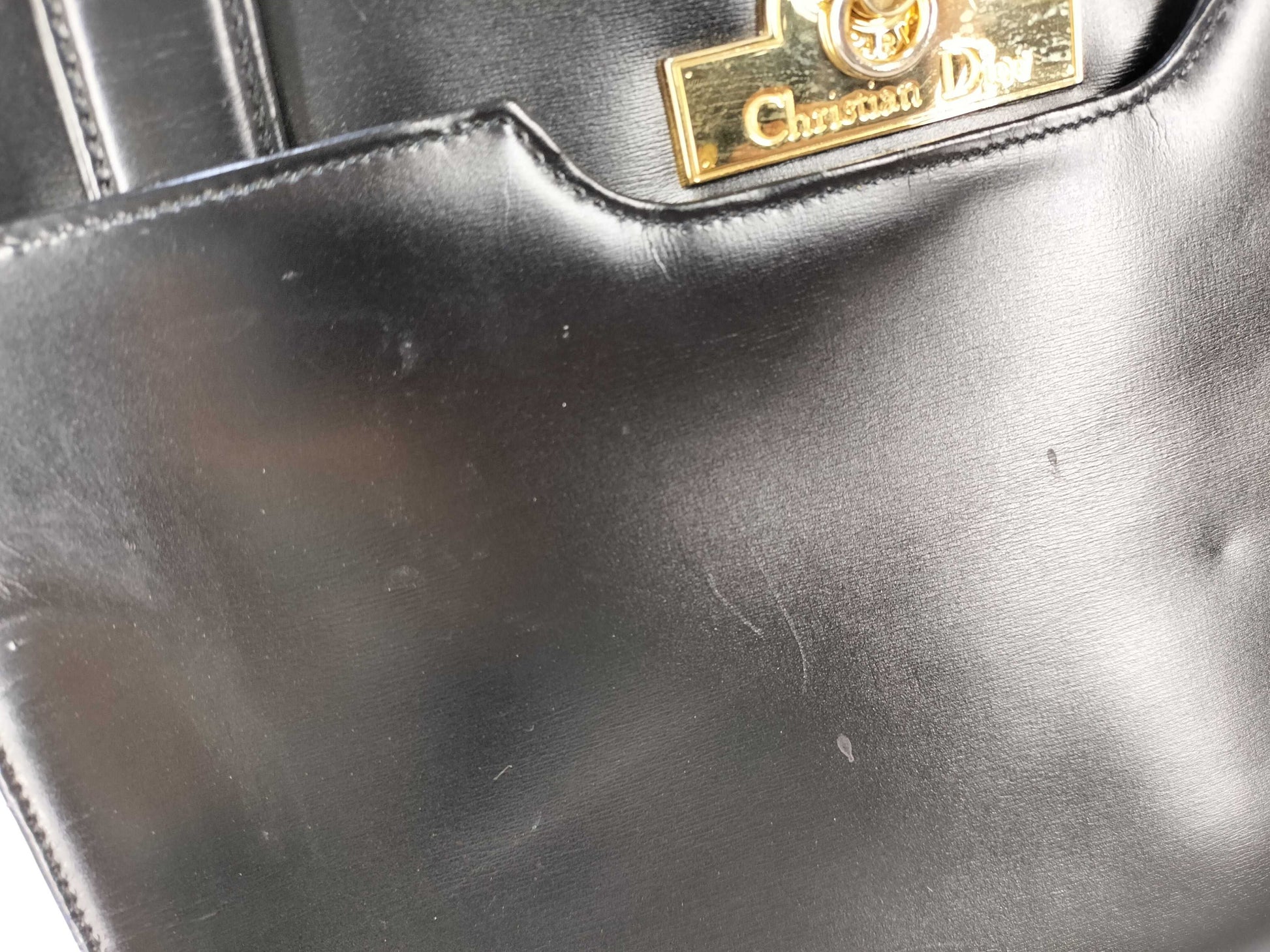 Dior Leather Handbag with Locking Hardware