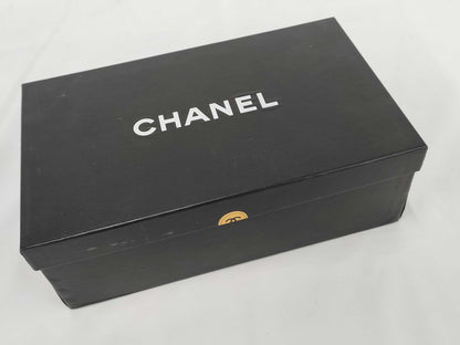 CHANEL Two-tone Logo Sandals, Size 35, Mules
