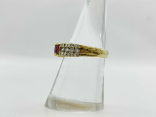 Colored Stone 0.41ct D0.55ct K18 4.5g Ring 