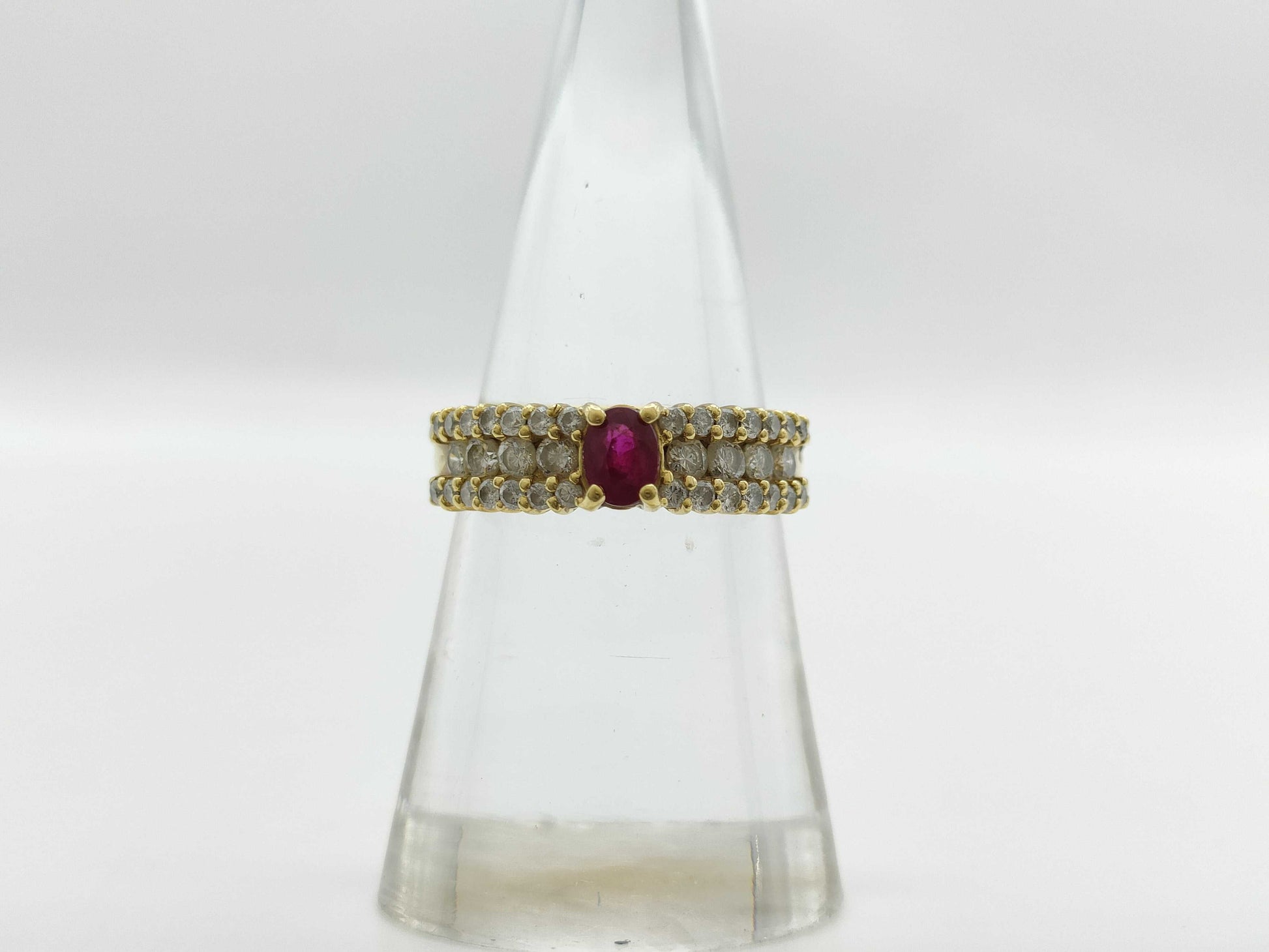 Colored Stone 0.41ct D0.55ct K18 4.5g Ring 