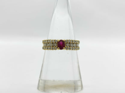 Colored Stone 0.41ct D0.55ct K18 4.5g Ring 