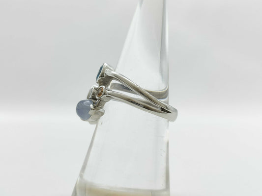 Colored Stone D0.15ct Pt900 8.8g Ring 
