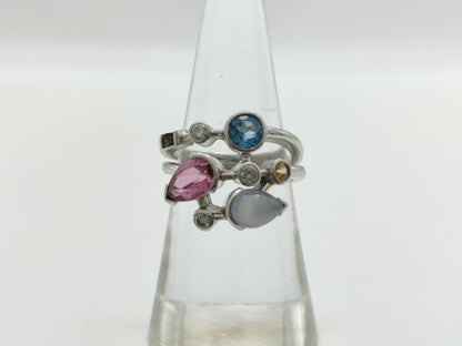 Colored Stone D0.15ct Pt900 8.8g Ring 