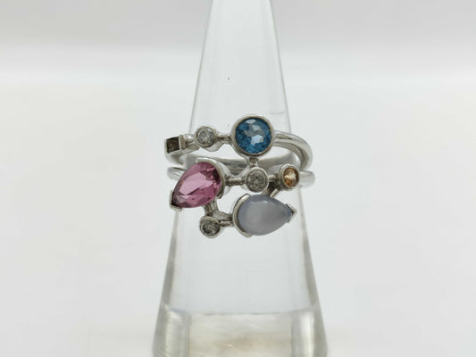 Colored Stone D0.15ct Pt900 8.8g Ring 