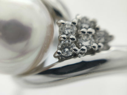 Pearl Ring, Diameter: Approx. 8.6mm, D0.20ct, Pt900, 5.8g 