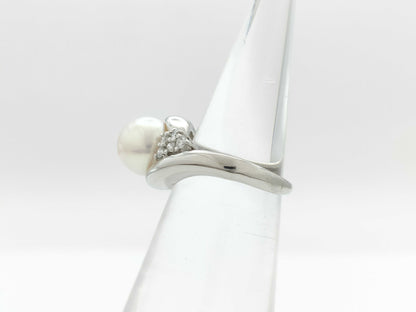 Pearl Ring, Diameter: Approx. 8.6mm, D0.20ct, Pt900, 5.8g 