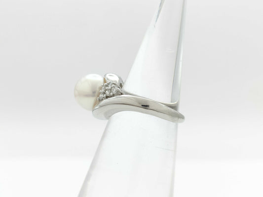 Pearl Ring, Diameter: Approx. 8.6mm, D0.20ct, Pt900, 5.8g 