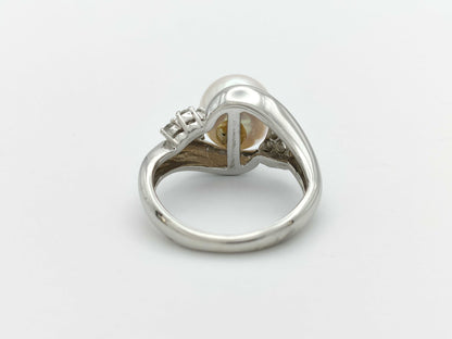 Pearl Ring, Diameter: Approx. 8.6mm, D0.20ct, Pt900, 5.8g 