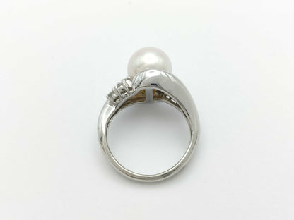 Pearl Ring, Diameter: Approx. 8.6mm, D0.20ct, Pt900, 5.8g 